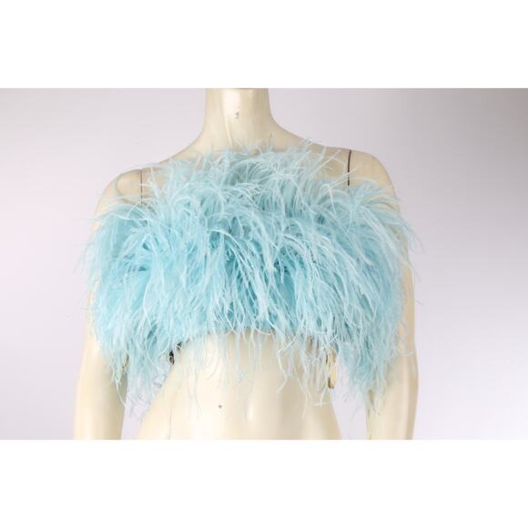 “Bronx & Banco Afiya Feather Top – Blue Ostrich Feathers, Size XS, Stunning!” - Picture 3 of 15